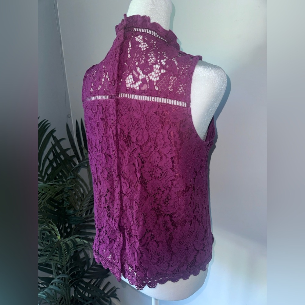 Jack by BB Dakota Maroon Lace Elegant Sleeveless Top Size S - Picture 4 of 7